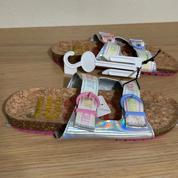 Justice Girls Size 5 Slip On Footbed Sandal Slide New Multicolor - Picture 7 of 12